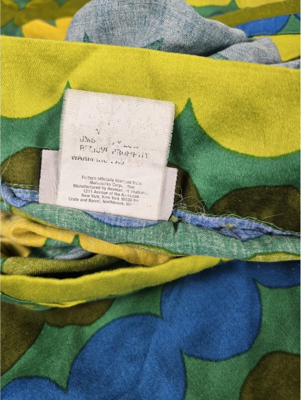 Marimekko X Crate & Barrel Rasymatto Teal Full/Queen Duvet Cover No Shams
